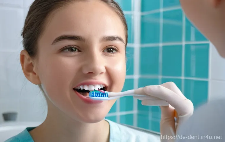 교정 중 구강 청결 관리 방법 - Prompt 1: Braces Hygiene Expert in a Modern Bathroom**