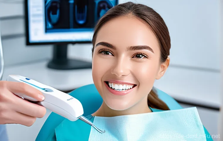 구강 내시경과 CT 검사 차이 - **Prompt 1: Transparent Patient Education with an Intraoral Camera**
    A female dentist, wearing c...